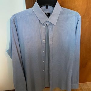 H&M Dress Shirt Mens Blue Medium Slim Fit